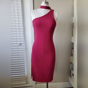 Likely magenta one shoulder cocktail bodycon dress size 2